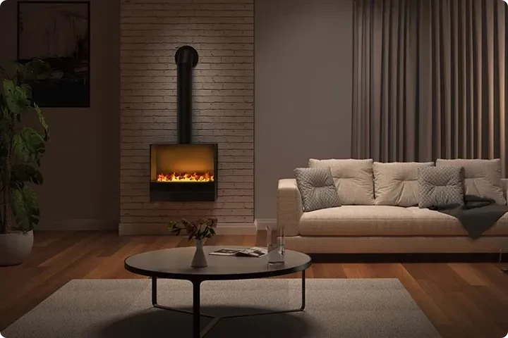 Nástěnný krb na vodní páru